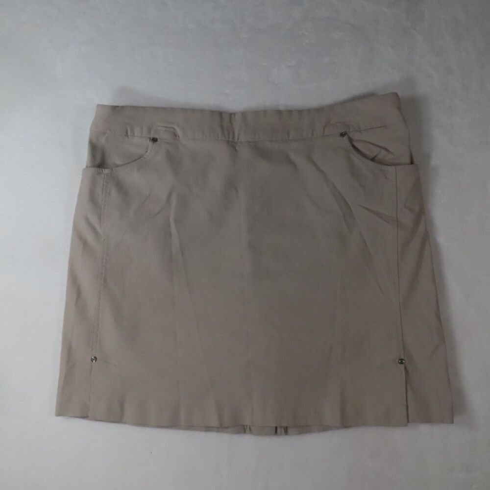 Tribal Beige Tan Pull On Stretch Skort Skirt With Pockets Size 16